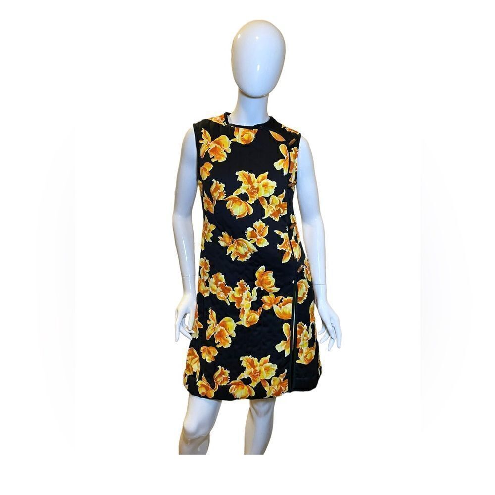 Vintage 1970s Floral Quilted Cheongsam Mini Dress